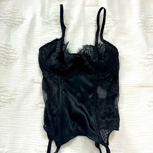 Victoria’s Secret Black Lace Satin Corset